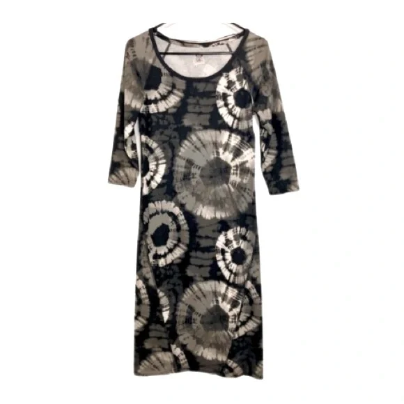 Route 66 Black, Gray, & White Tie Dye Long Sleeve Dress - Size XS - Picture 2 of 7